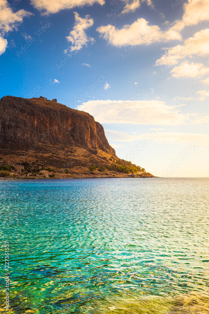 View of Monemvasia island in Greece