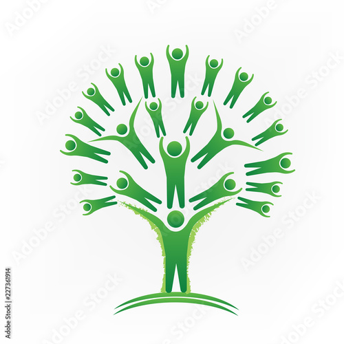 Tree teamwork people logo vector