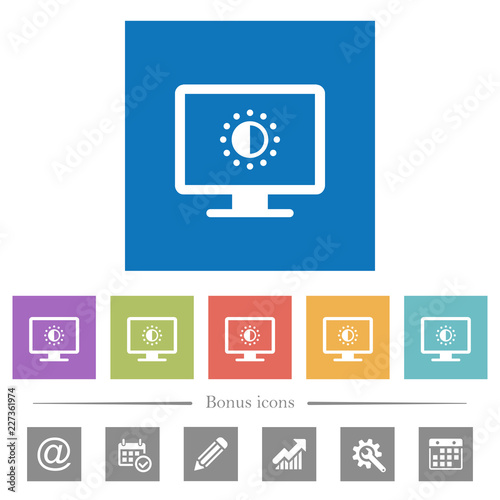 Adjust screen saturation flat white icons in square backgrounds