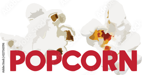 chicchi  di mais riscaldati popcorn bianco con scritta