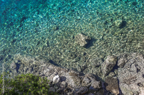 Crystal clear turquoise water. The photo was taken on the Ionian island of Kefalonia in Greece