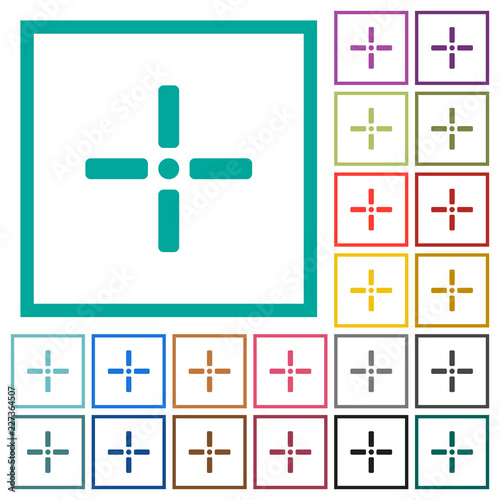 Precise cursor flat color icons with quadrant frames