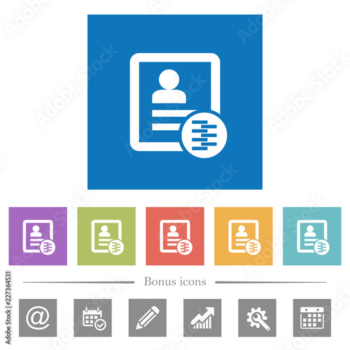 Compress contact flat white icons in square backgrounds