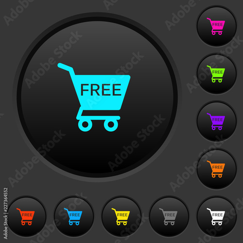 Free shopping cart dark push buttons with color icons