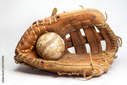 Baseball gloves and ball