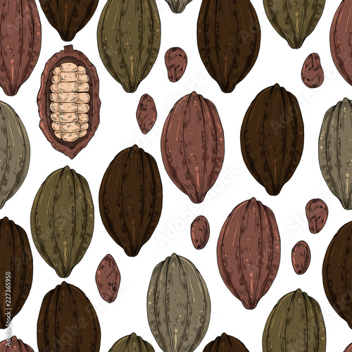 Hand drawn cocoa seamless pattern, vector