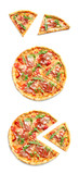 Set with delicious pizza on white background