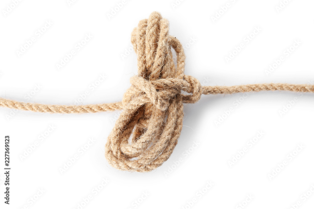 Bundle of hemp rope on white background