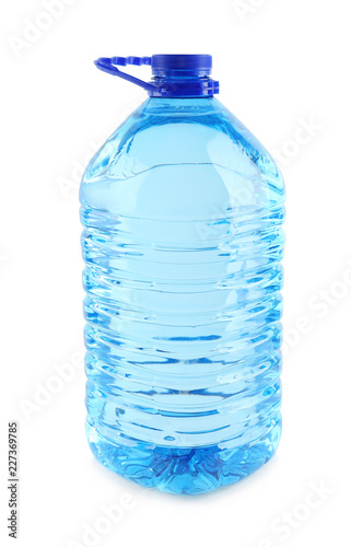 Large plastic bottle with pure water on white background