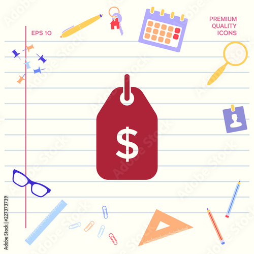 Tag with dollar symbol. Price tag icon for download