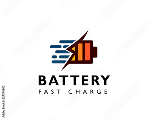 Colorful Battery fast Charge logo design Inspiration