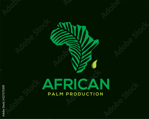 African map and palm leaf logo Design inspiration