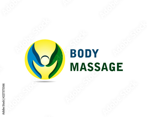 Circle Body massage hand care logo design inspiration