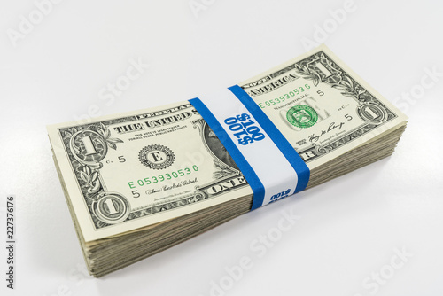 Pack of one dollar bills wi...