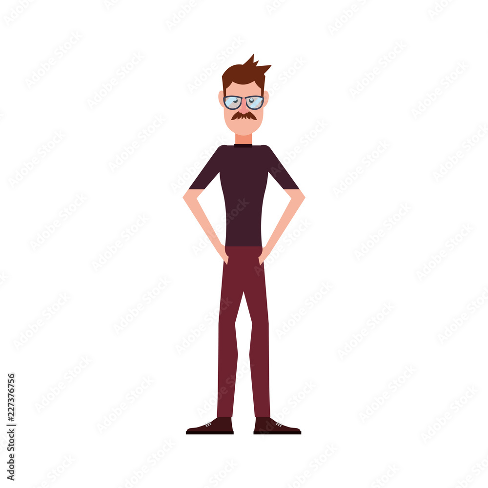 man character standing on white background