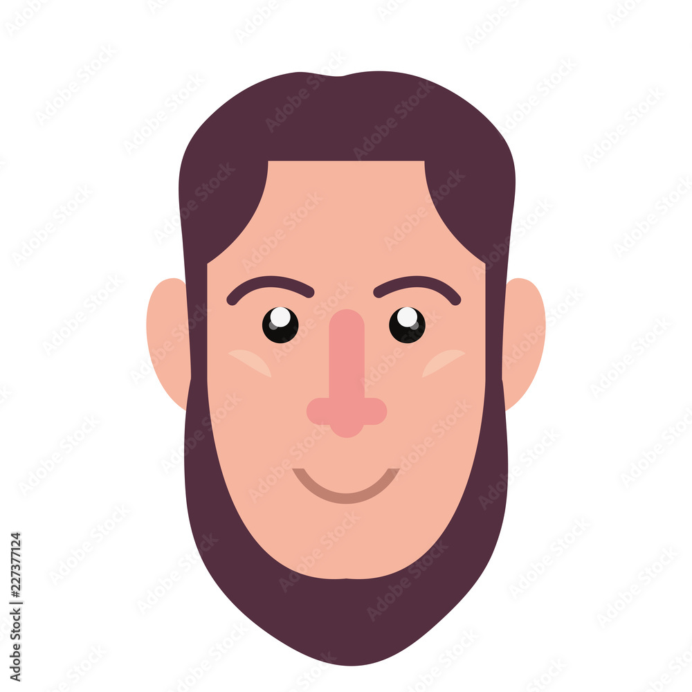 man face character on white background