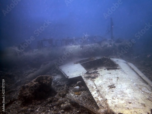 Remains of a World War II Japanese Air Force Nakajima B6N "Jill" bomber in Chuuk State (also known as Truk Lagoon).