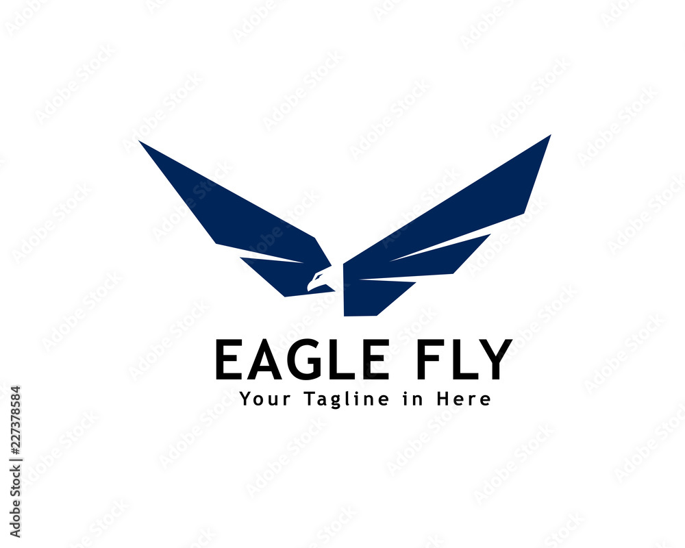 Obraz premium Eagle fly logo, negative space head eagle fly logo
