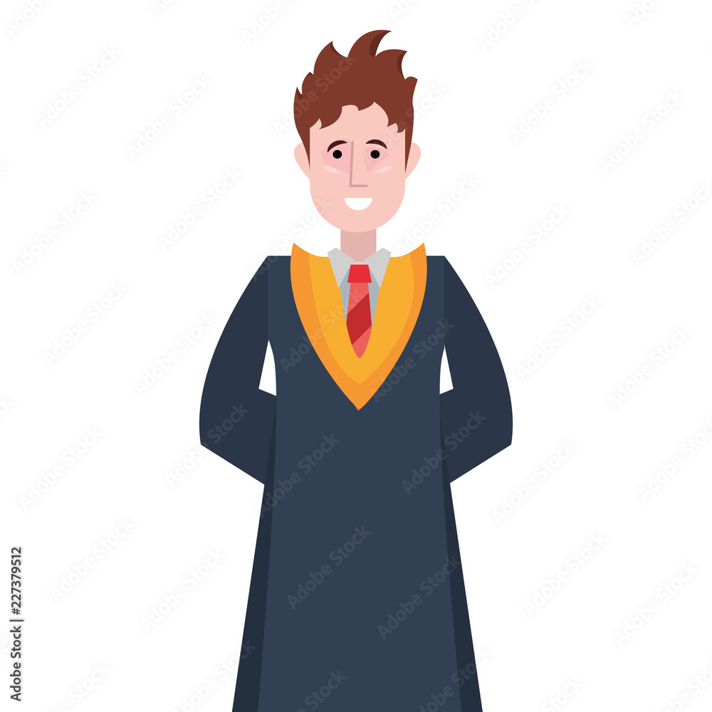 graduate man portrait on white background