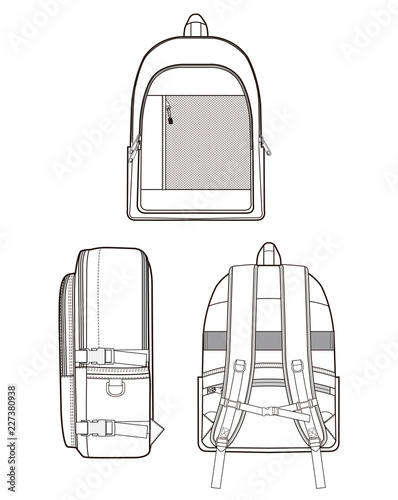 Backpack vector illustration flat sketches