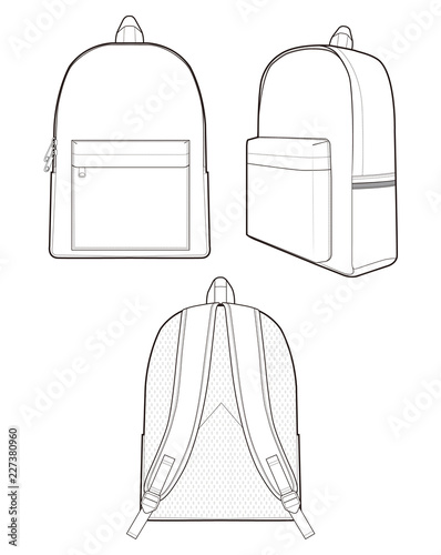 Backpack vector illustration flat sketches