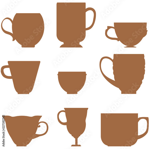 set of silhouettes mugs