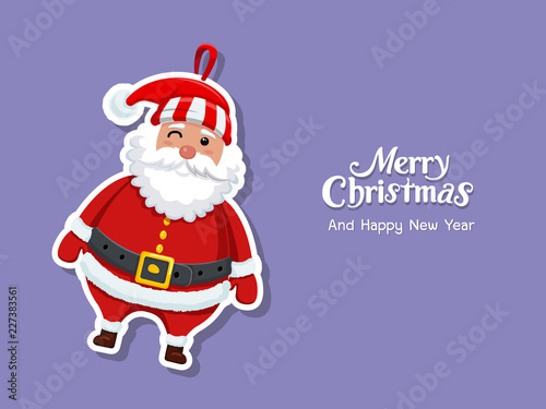 Cute Cartoon Santa Claus Sticker. Merry Christmas and happy new year decorative element on holiday, posters, gift tags and labels. Vector Illustration. © eakdesign