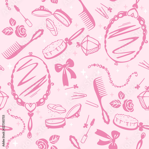 seamless pattern with accessories for beauty