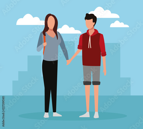 Young couple cartoon