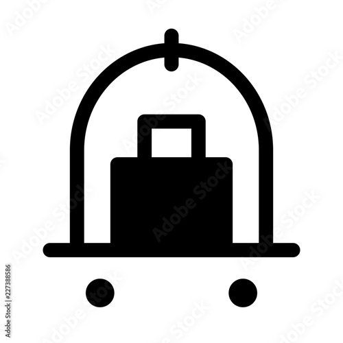 Luggage Cart Service Hotel Suitcase Briefcase vector icon