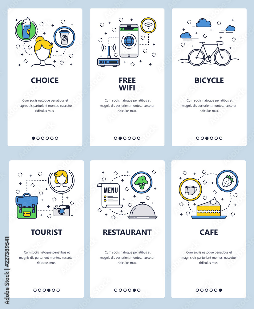 Obraz premium Vector line art web and mobile app template set
