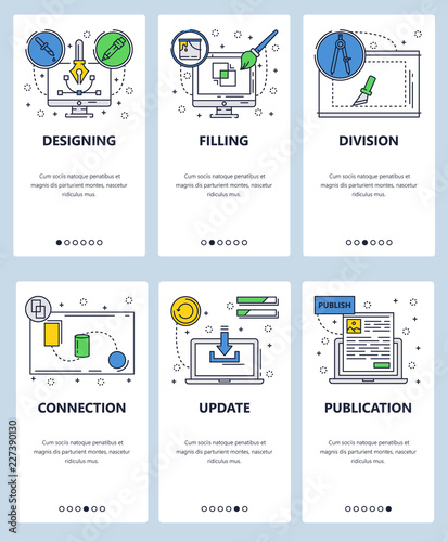 Vector line art web and mobile app template set
