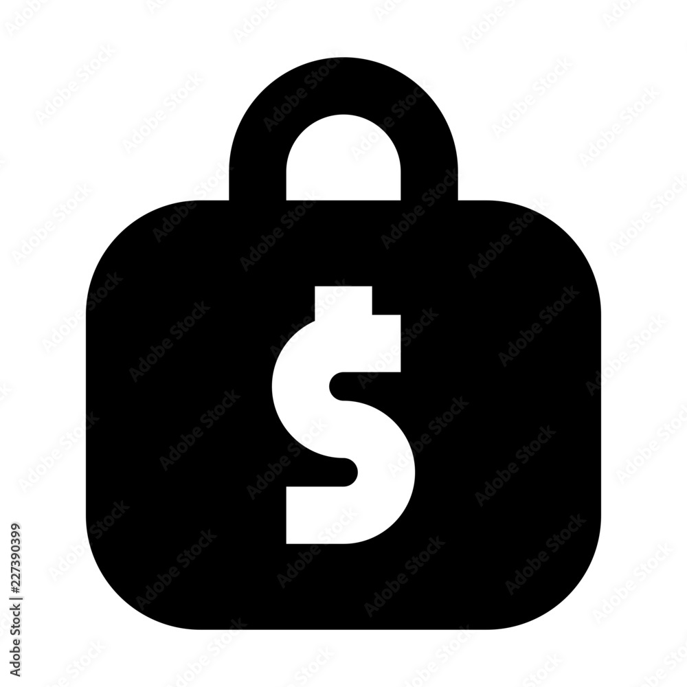 Lock Protect Dollar Finance Money Exchequer Cash vector icon