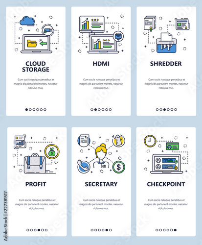 Vector line art web and mobile app template set