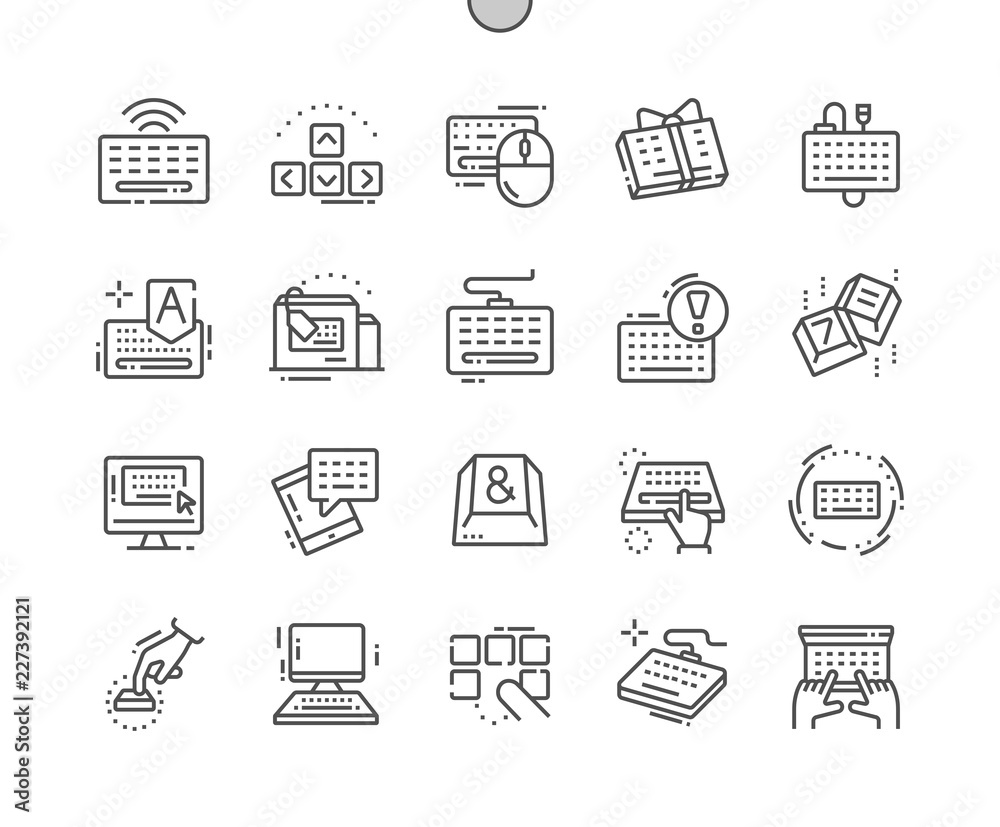 Fototapeta premium Keyboard Well-crafted Pixel Perfect Vector Thin Line Icons 30 2x Grid for Web Graphics and Apps. Simple Minimal Pictogram