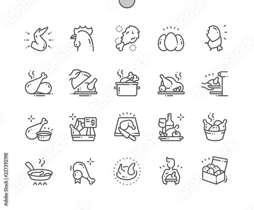 Chicken Well-crafted Pixel Perfect Vector Thin Line Icons 30 2x Grid for Web Graphics and Apps. Simple Minimal Pictogram