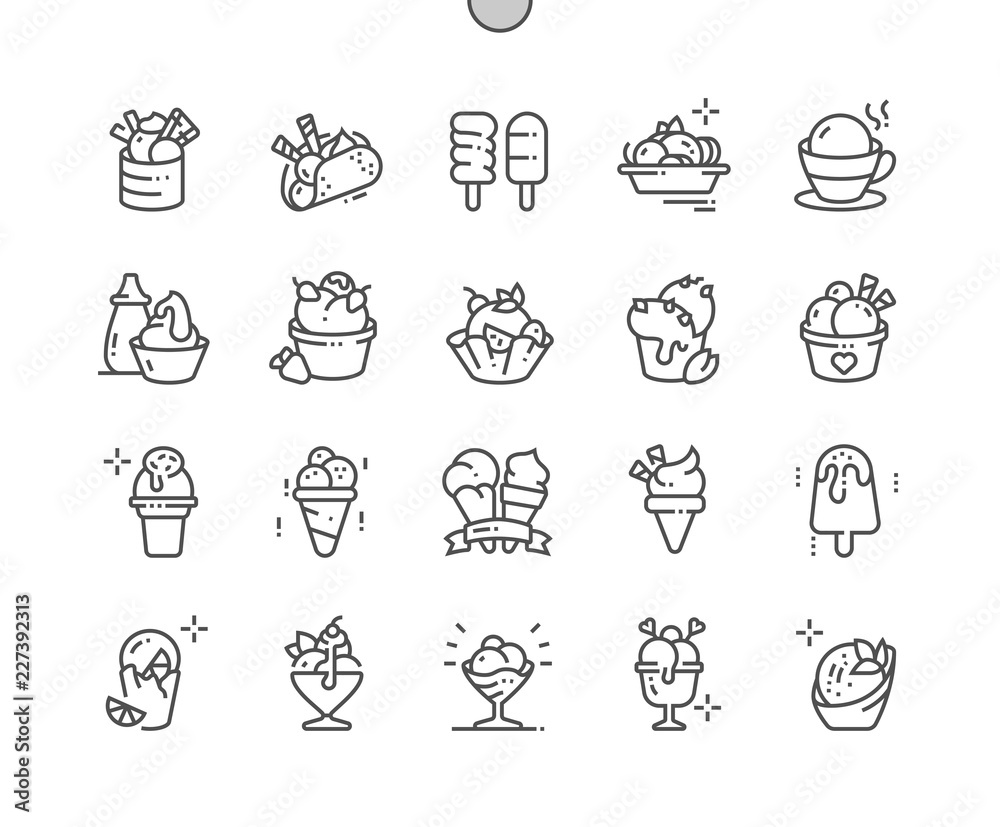 Ice cream Well-crafted Pixel Perfect Vector Thin Line Icons 30 2x Grid for Web Graphics and Apps. Simple Minimal Pictogram Ice cream Well-crafted Pixel Perfect Vector Thin Line Icons 30 2x Grid for Web Graphics and Apps. Simple Minimal Pictogram