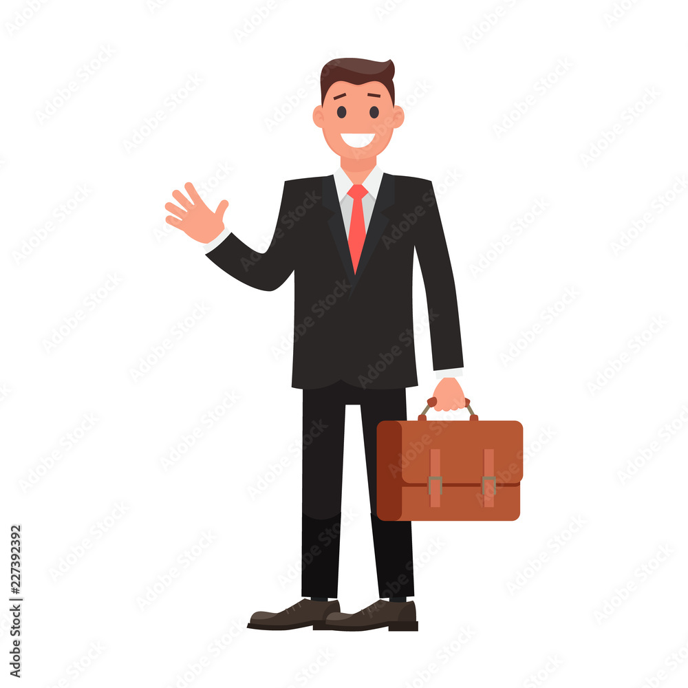 Flat Design Character Businessman with Briefcase. Vector Flat Design Character Businessman with Briefcase. Vector