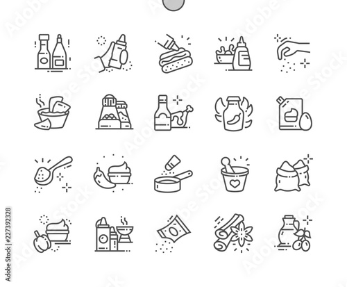 Sauces and spice Well-crafted Pixel Perfect Vector Thin Line Icons 30 2x Grid for Web Graphics and Apps. Simple Minimal Pictogram