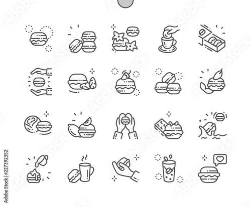 Macarons cakes Well-crafted Pixel Perfect Vector Thin Line Icons 30 2x Grid for Web Graphics and Apps. Simple Minimal Pictogram