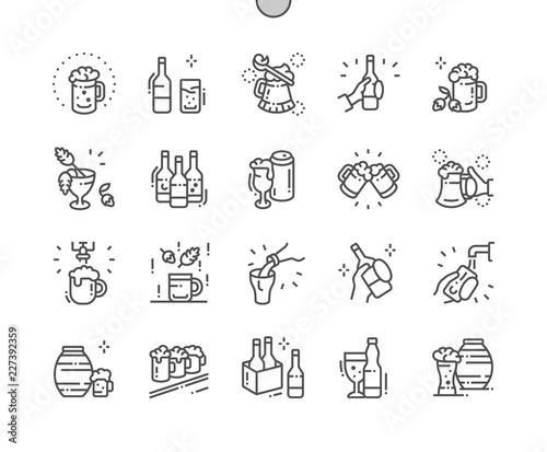 Craft Beer Well-crafted Pixel Perfect Vector Thin Line Icons 30 2x Grid for Web Graphics and Apps. Simple Minimal Pictogram