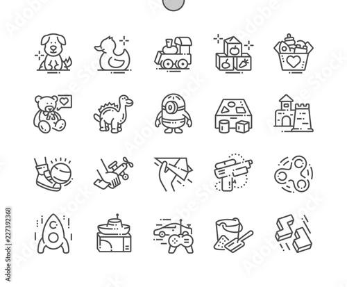 Toys Well-crafted Pixel Perfect Vector Thin Line Icons 30 2x Grid for Web Graphics and Apps. Simple Minimal Pictogram