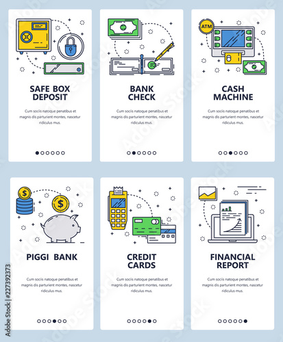 Vector line art web and mobile app template set