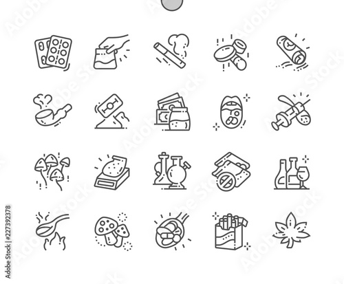 Drugs Well-crafted Pixel Perfect Vector Thin Line Icons 30 2x Grid for Web Graphics and Apps. Simple Minimal Pictogram