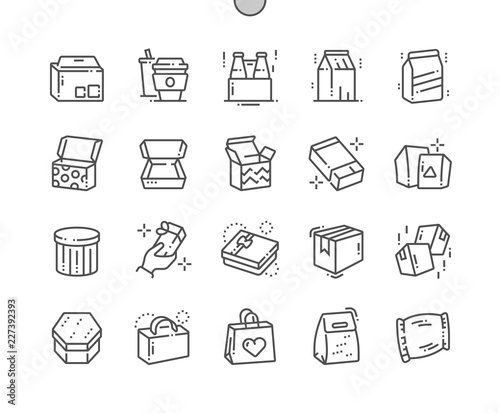 Packaging Well-crafted Pixel Perfect Vector Thin Line Icons 30 2x Grid for Web Graphics and Apps. Simple Minimal Pictogram