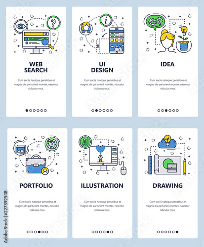 Vector line art web and mobile app template set