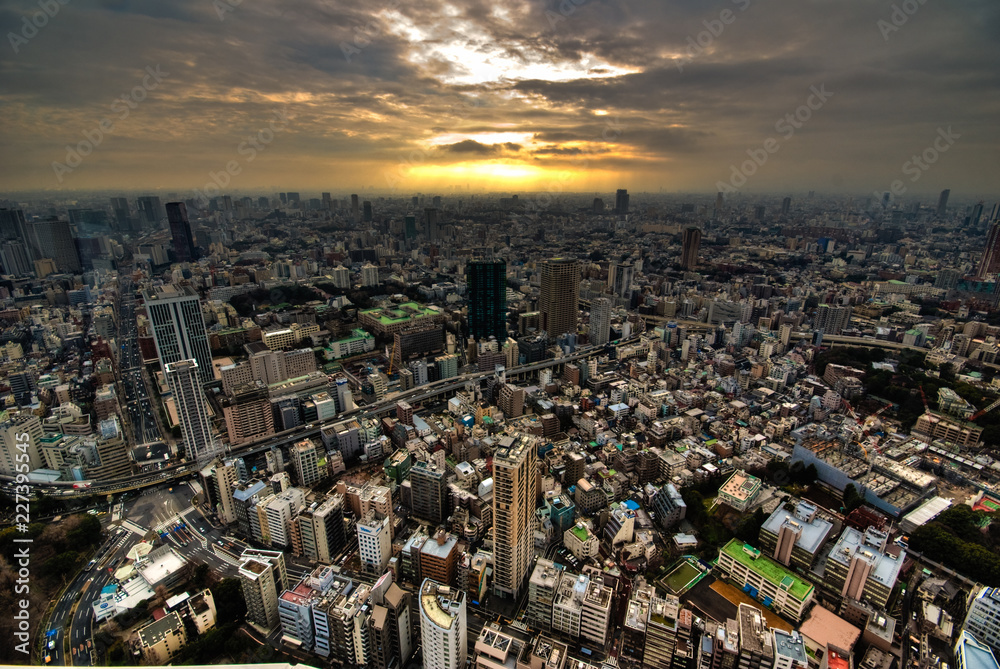 Obraz premium Tokyo aerial sunset view from Tokyo tower
