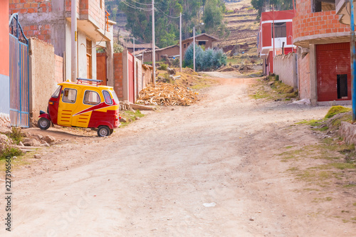 mototaxi parkedi in Chinchero  Peru photo