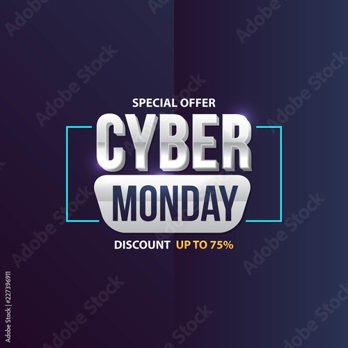 Cyber Monday Sale banner with trendy geometric background