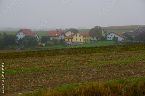Rural farm near Jetzles  Austria in the fog